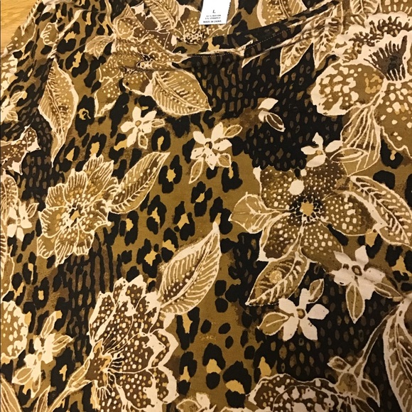 Ruby Road top size L draw string brown floral pattern nice Holiday shirt 🥀 - Picture 4 of 12